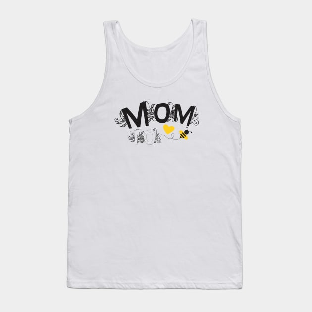 Mom to be | Pregnancy Announcement With Black Floral Typography and Yellow Heart And Bee Tank Top by ZAZIZU